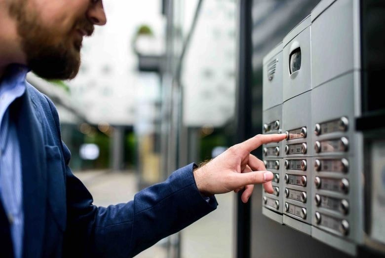 Commercial entry system — intercom and door access installation